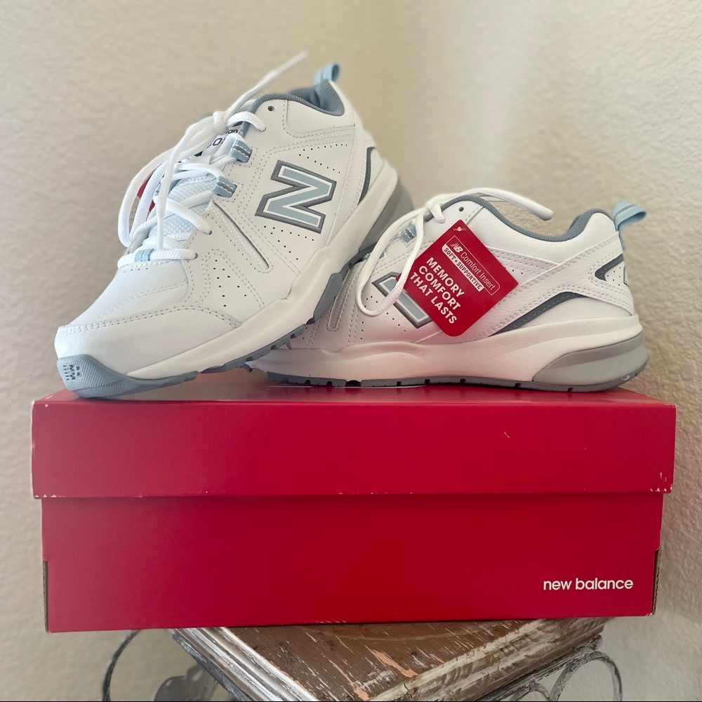 New Balance Women's 608 V5 Cross Trainer Chunky White Blue Sneakers 8.5 NWT